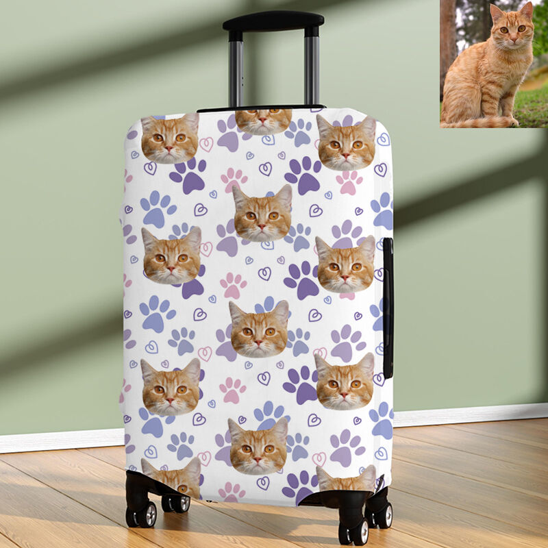 Personalized Luggage Cover with Custom Head Photo Fun Gift for Pet Owners