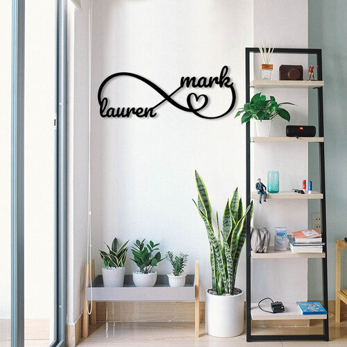 Targa in Legno con Nomi Personalizzati Simbolo Inifinito Decorazioni per Casa
