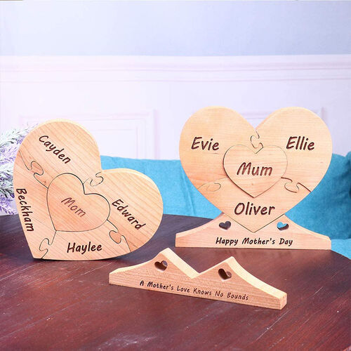 Personalized Heart Name Puzzle Frame "The Heart of Love" for Mom & Other Family Members