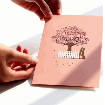 Carte pop-up romantique en 3D avec fleurs de cerisier pour un couple