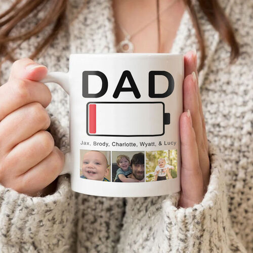 Personalized Photo And Engraved Mug with Battery Display Pattern Funny Gift for Dad