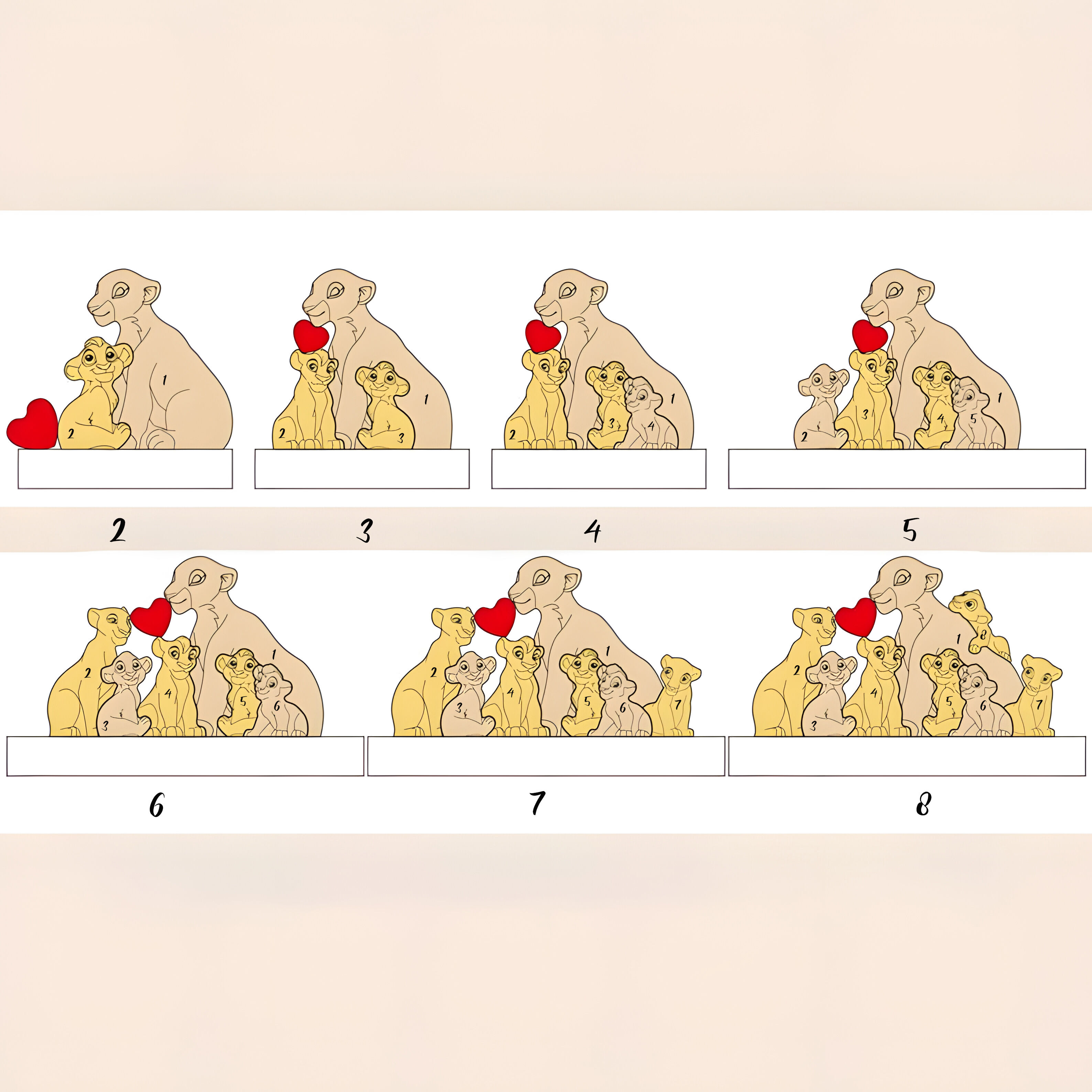 Puzzle en bois personnalisé de la famille Lion, cadeau chaleureux pour les mères célibataires