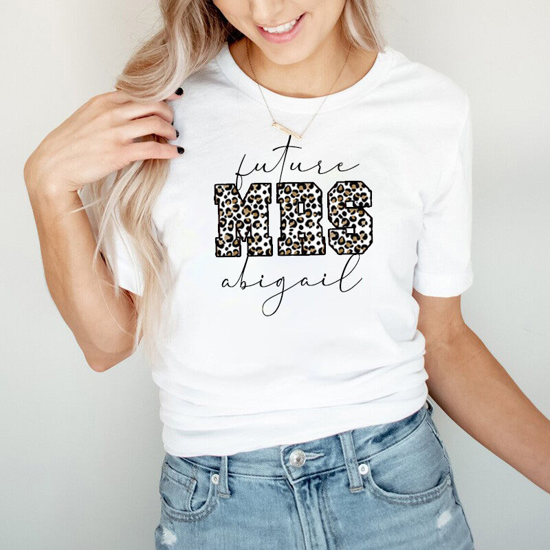 Camiseta personalizada de nombre estampado leopardo para el día de la madre