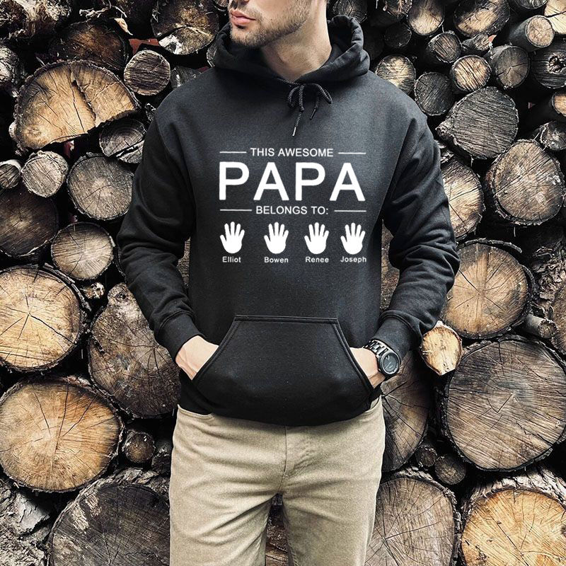 Personalized Hoodie Handprint Pattern with Custom Name Interesting Gift for Dad