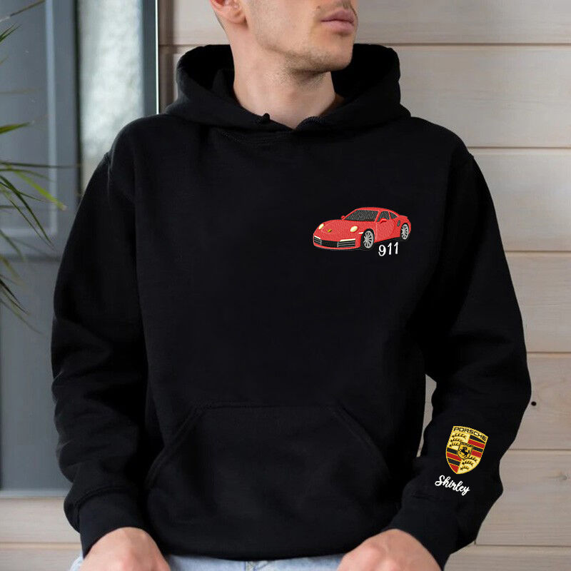 Personalized Hoodie Embroidered Custom Car Photo with Optional Logo Perfect Gift for Car Lovers