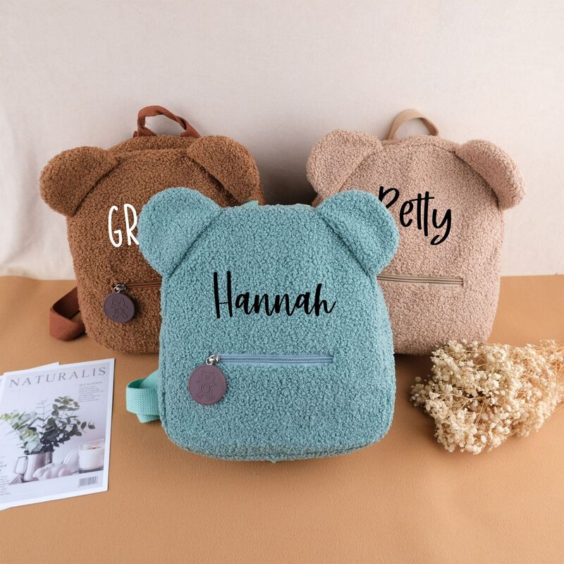 Custom Backpack Teddy Bear Embroidered Name Toddler Backpack for Kids