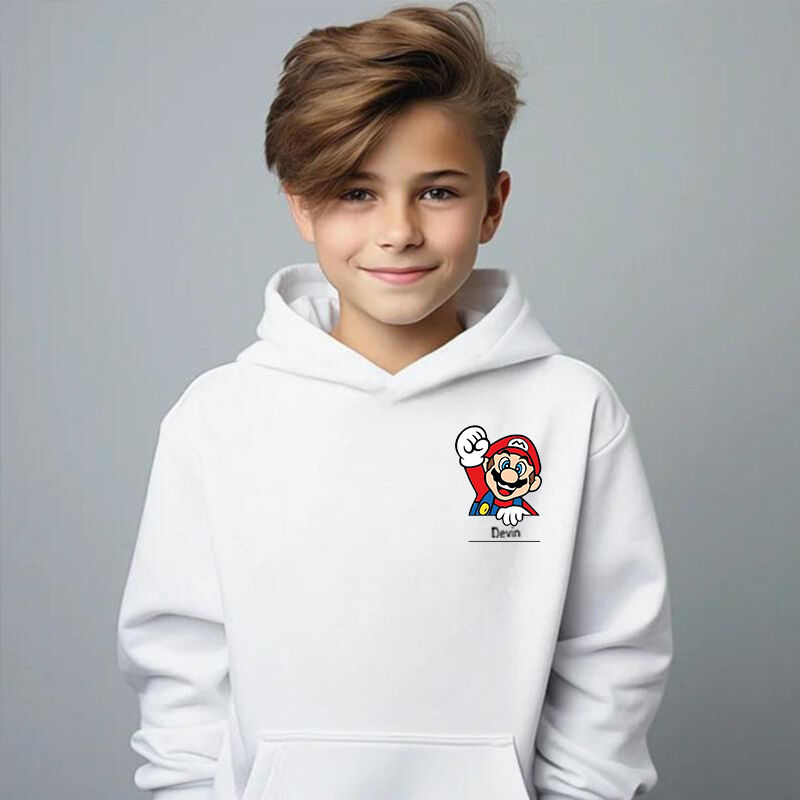 Personalisierter Kinder-Kapuzenpullover mit individuellem Namen und niedlichem Anime-Muster Kindergeschenke