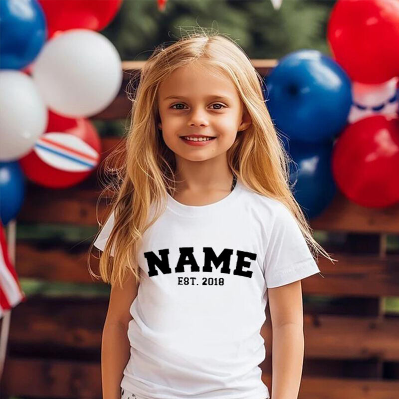 Personalized Kids Embroidered T-Shirt With Custom Name Warm Gift For Children