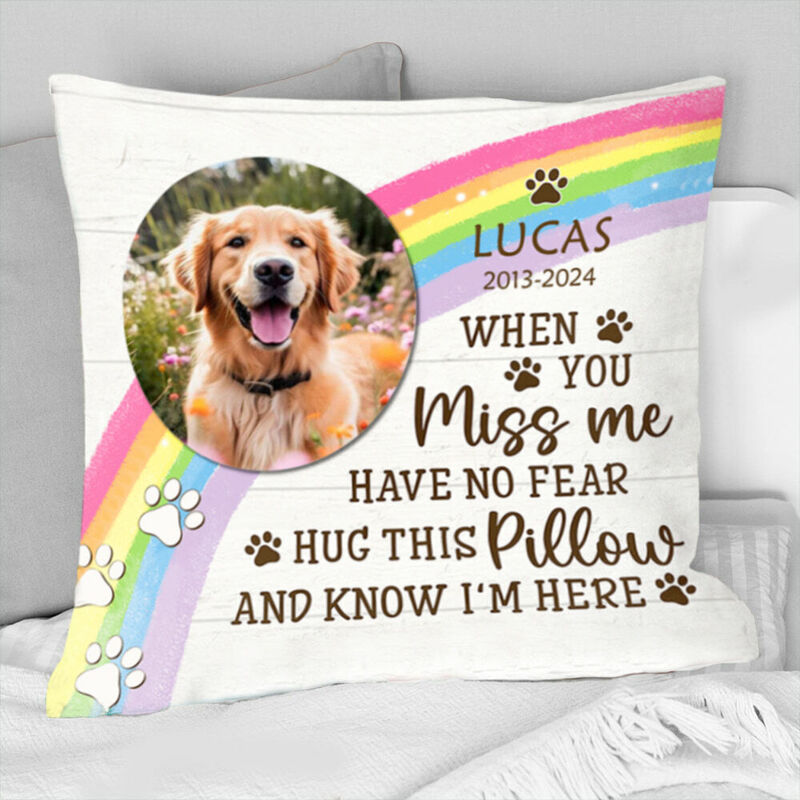 Personalized Pet Memorial Pillow with Rainbow Bridge Comforting Gift for Pet Lovers