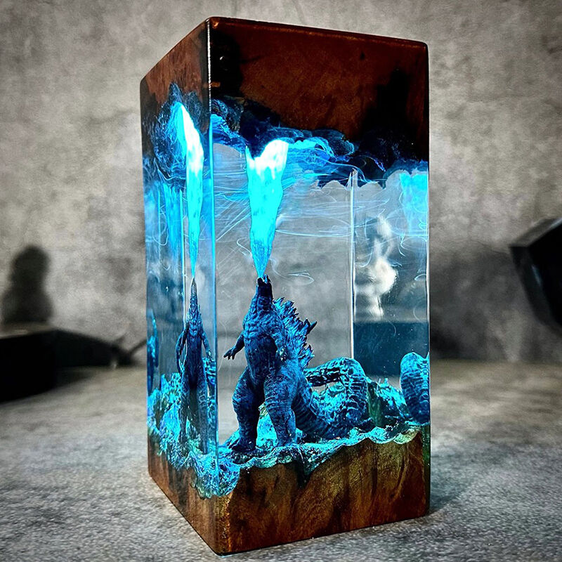 Dinosaur Resin Wood Lamp Funny Gift for Friend
