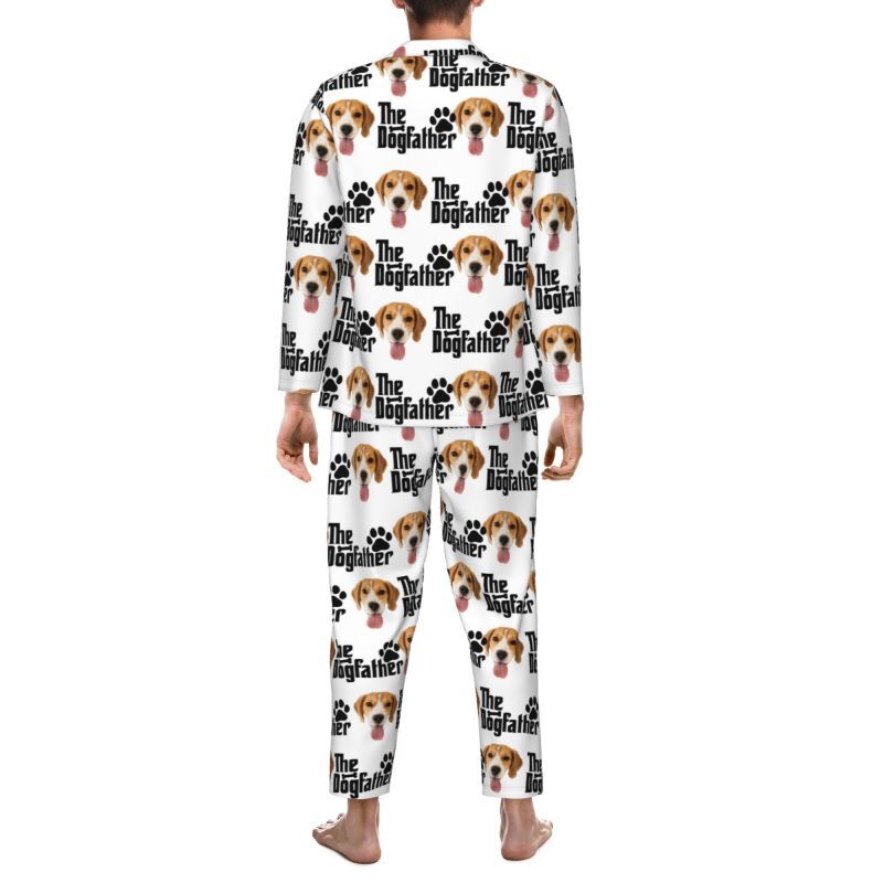 Personalized Pajamas Custom Puppy Photo The Dog Father with Pawprints Design Gift for Pet Lover Dad