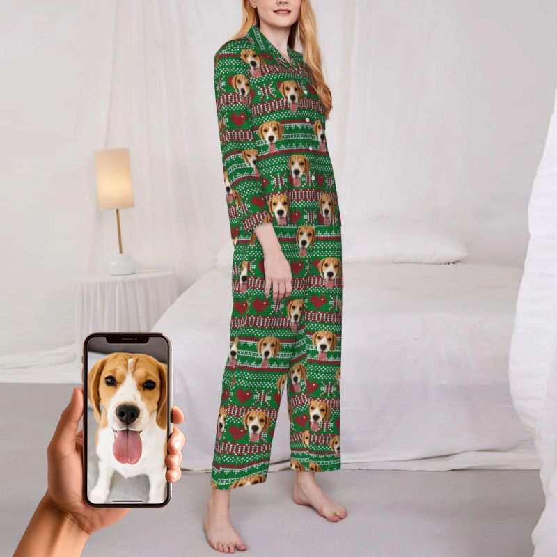 Personalisierte Pyjamas benutzerdefinierte Haustier Foto Weihnachten Liebe Pixel-Stil Design Perfektes Geschenk für die Familie