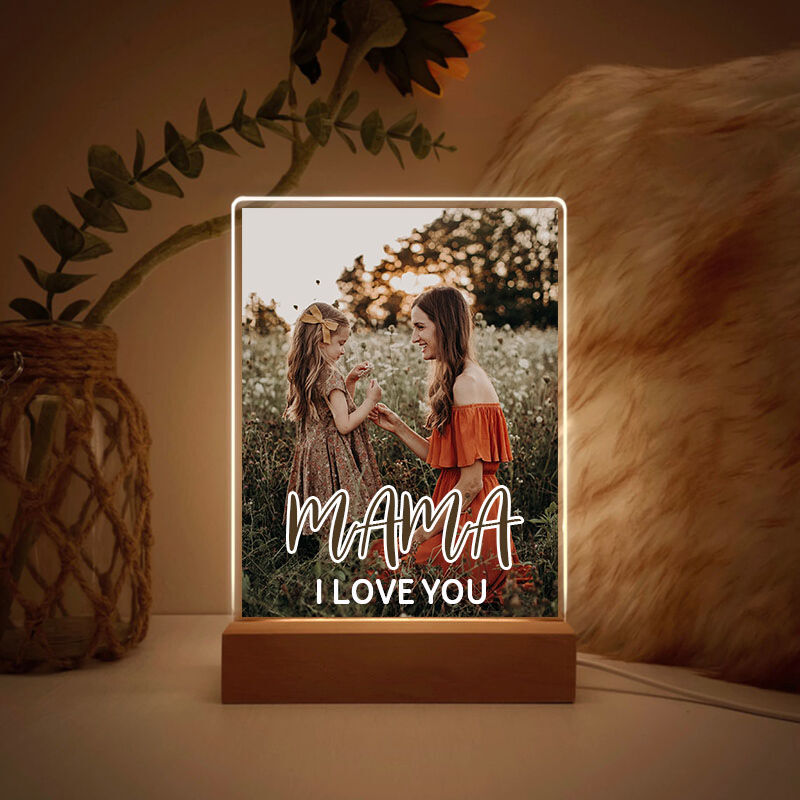 Personalized Picture Night Light with Custom Text And Nickname Simple Mother's Day Gift