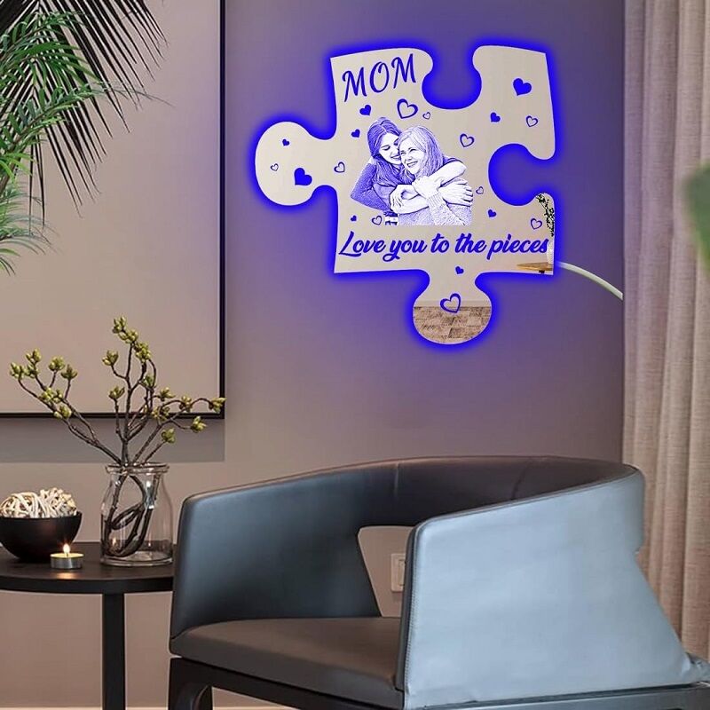 Personalized Jigsaw Mirror Light Customized Photo Mother's Day Gift