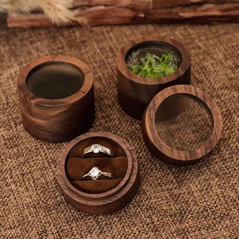 Personalized Wooden Jewelry Box Unique Ring Box Custom Name and Date Gift for Anniversary