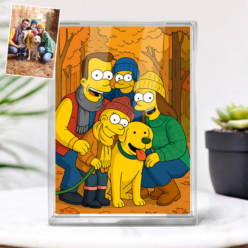 Personalisierte Simpsons Foto-Stil Acryl-Plakette Geschenk für Familie
