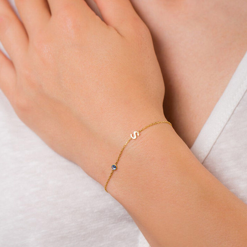 Personalized Birthstone Bracelet with Letters Exquisite Gift for Wife