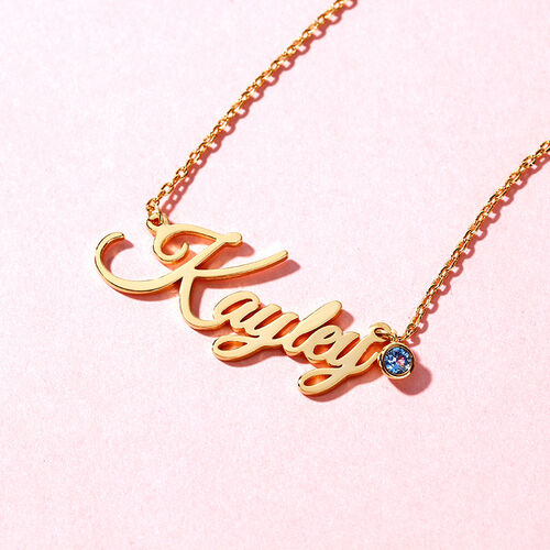 "Love Yourself" Personalized Name Necklace with Birthstone
