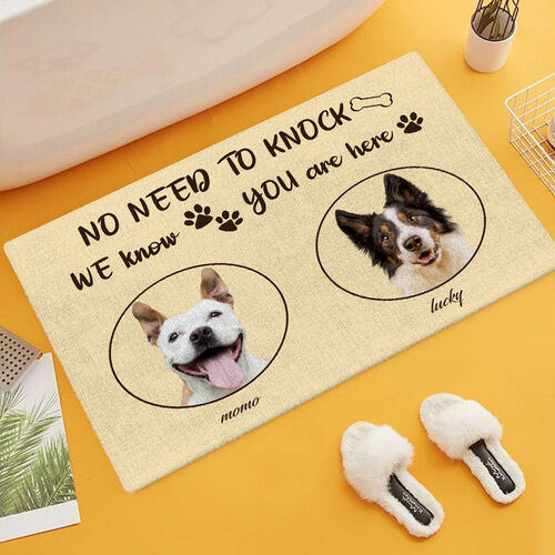 “No Need To Knock” Custom Pet Photo Face Floor Mat