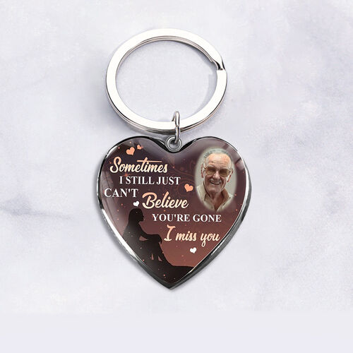 Personalized I Can'T Believe You'Re Gone Memorial Photo Keychain