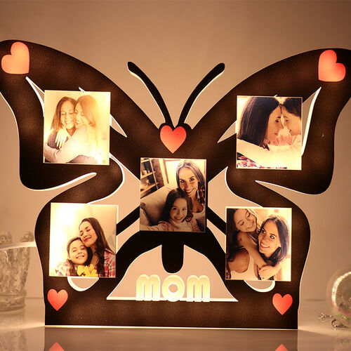 Lámpara nocturna personalizada con fotos de mariposa para madre