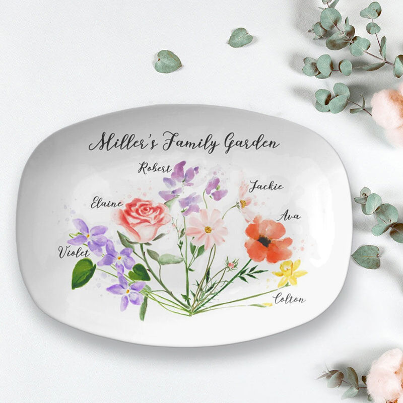 Personalized Birthflower And Name Plate Gift Graceful Gift