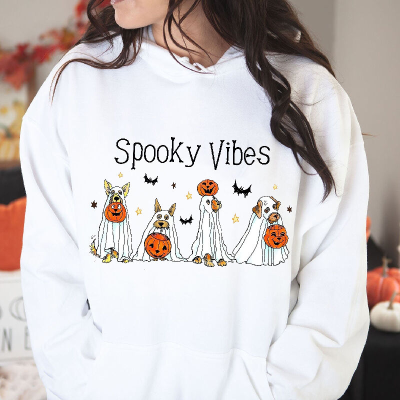 Creative Hoodie with Puppy Pattern Dressed Up As Ghost Cute Gift for Pet Lover