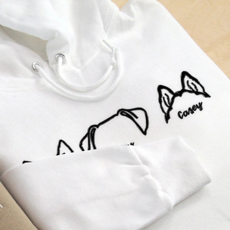 Personalisierte Hoodie benutzerdefinierte gestickte Welpe Ohr Umriss adorable Geschenk für Tierliebhaber