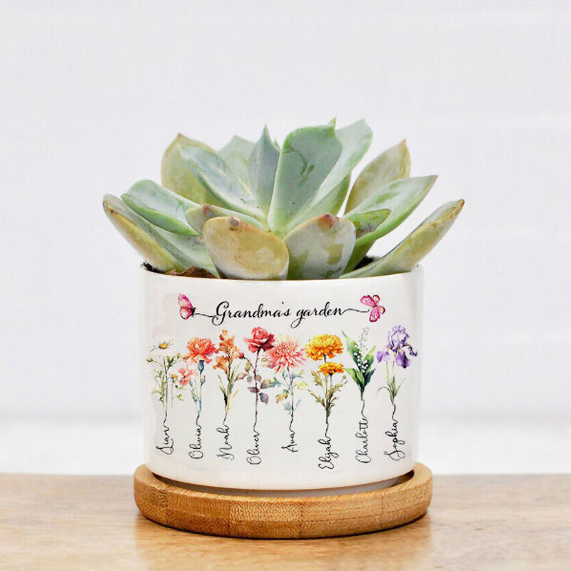 Pot de fleurs personnalisé avec motif floral personnalisé Cadeau spécial pour maman