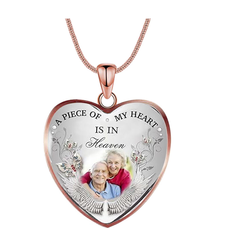 "A Piece of My Heart Is in Heaven" Custom Photo Necklace Style C