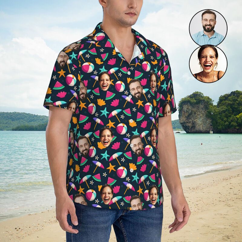 Camisa Hawaiana Personalizada Sombrilla de Playa Ropa de Verano para Hombre