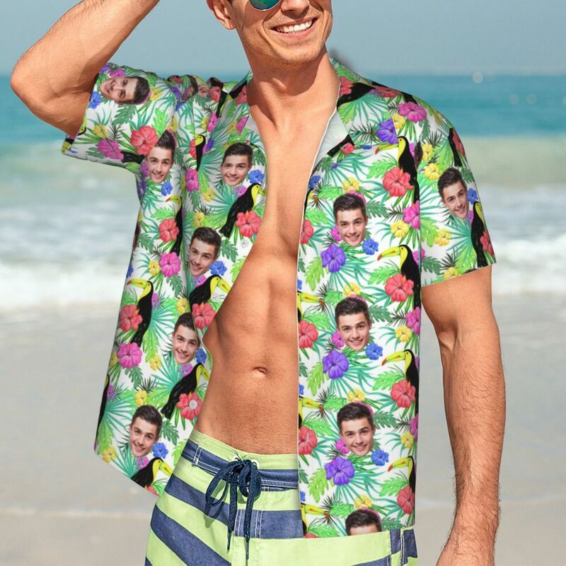 Camisas Hawaianas Personalizadas con Diseño de Flores Camisa de Playa para Hombre