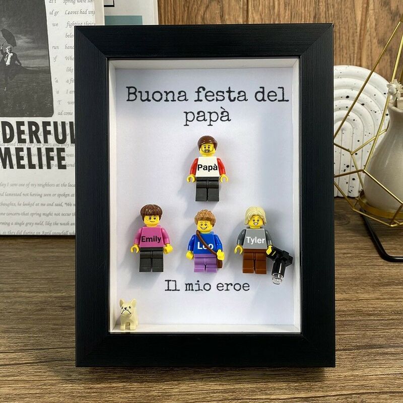 Spersonalizowana ramka na zdjęcia Brick Man Kreatywny prezent dla taty