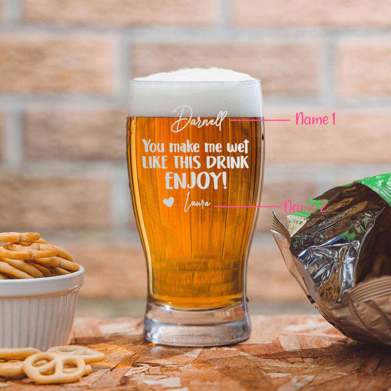 Personalized Name Beer Glass Interesting Gift for Couples