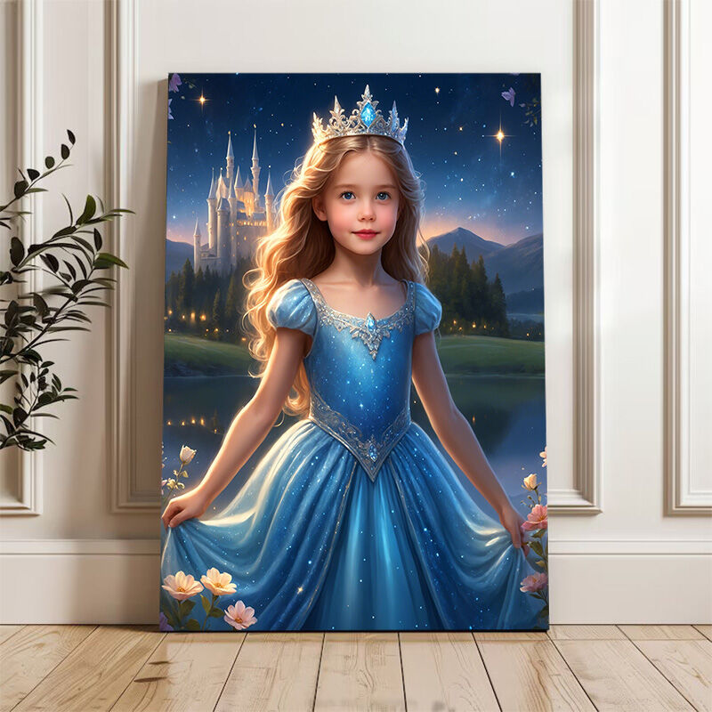 Personalized Princess Portraits with Custom Face Swap Dreamy Present for Girl