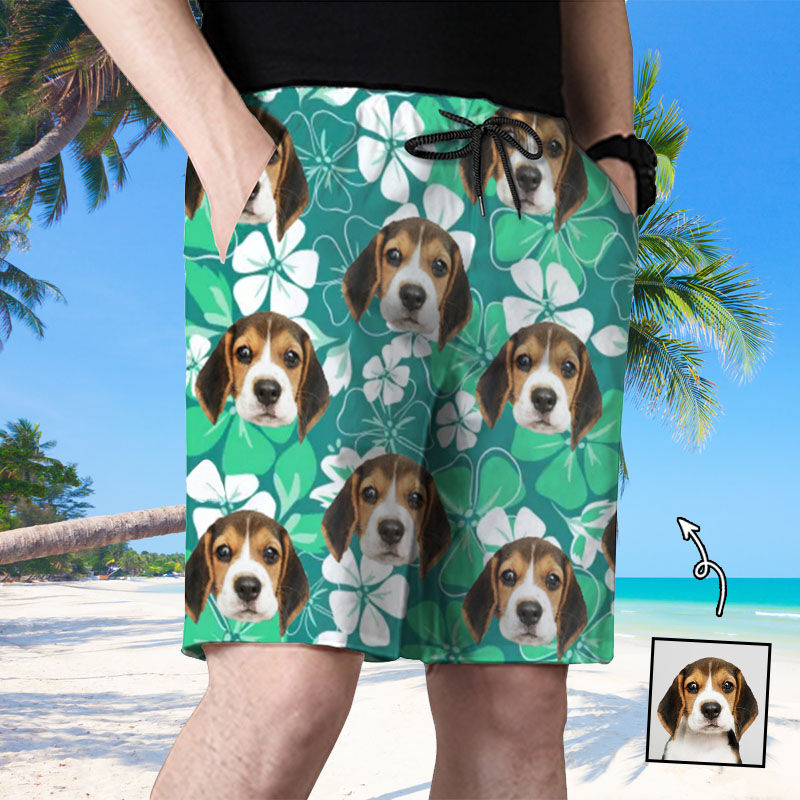 Personalized Picture Men's Beach Shorts Beautiful Gift for Family