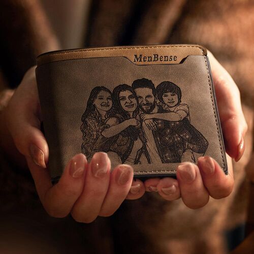 Personalized Double-Sided Photo Wallet-Gift For Him-Happy Family Of Four