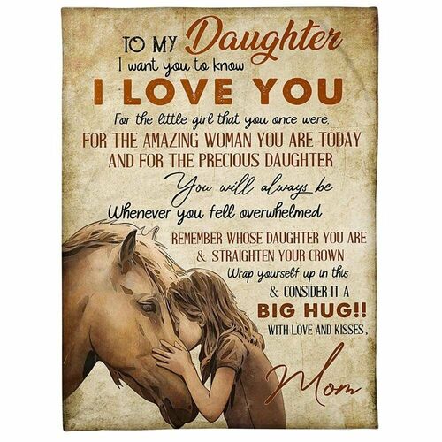 Personalized Love Letter Blanket to Daughter from Mom Featuring Girls and Horses