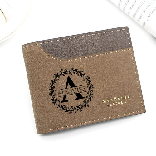 Personalized Men's Scrub Wallet Custom Name and Initial for Dear Father