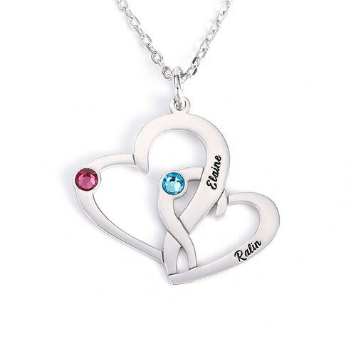 "Lieben und geliebt werden" Personalisierte Herz-Halskette mit Geburtsstein