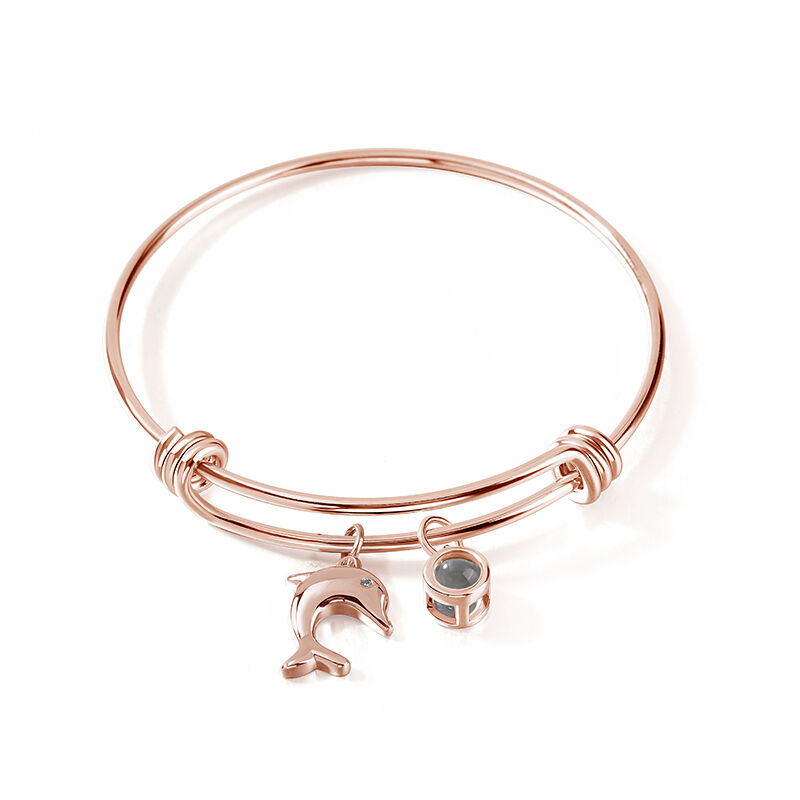 Personalized Projection Photo Bracelet with Adorable Dolphin Charm
