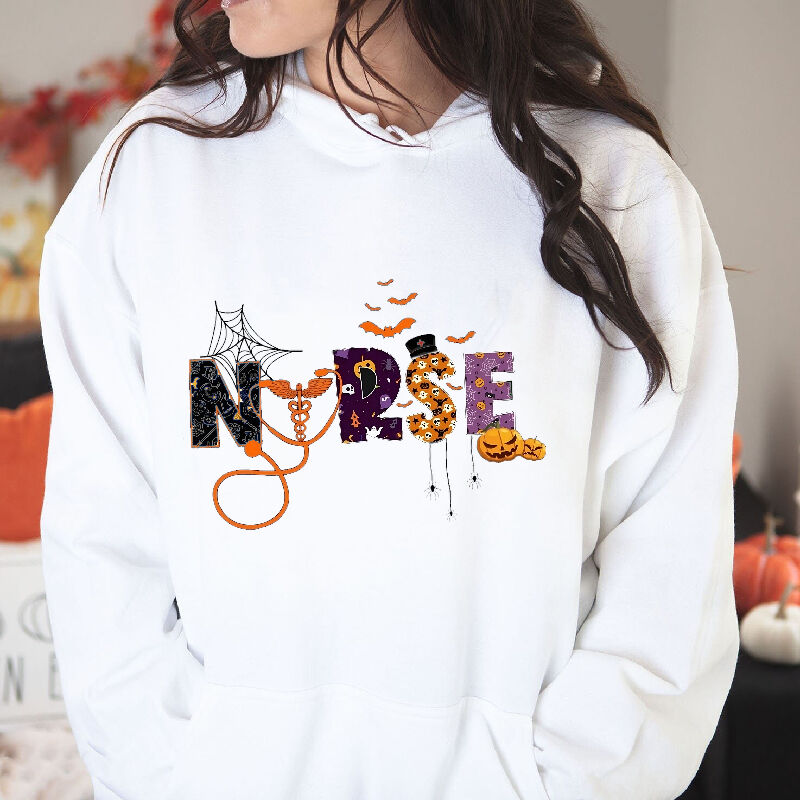 Simple Style Hoodie with Stethoscope Pattern Spooky Halloween Present