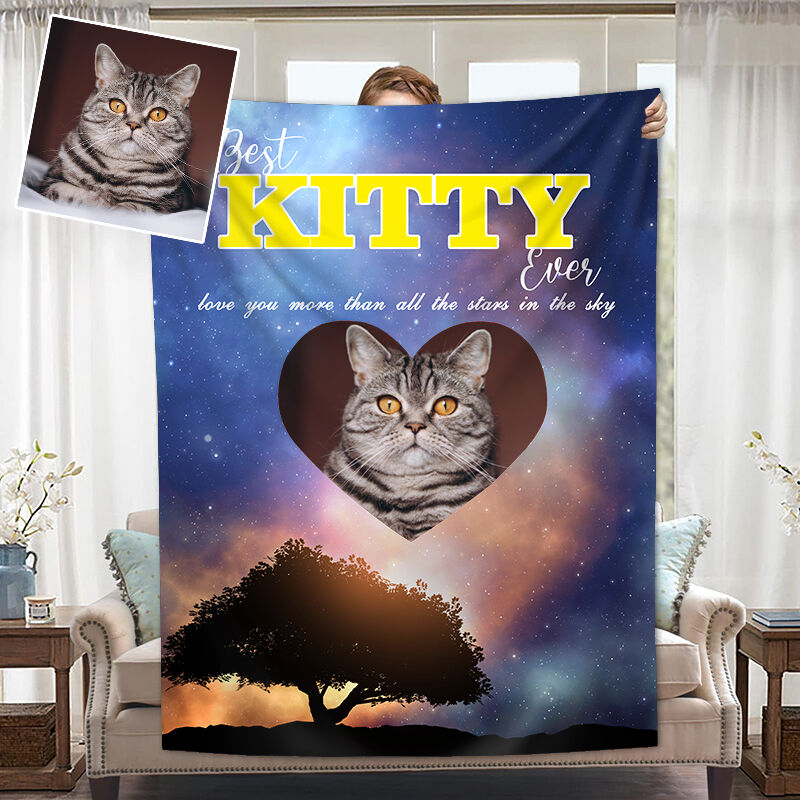 Personalized Picture Blanket with Big Tree Pattern Best Gift for Pet Lover "Love You More"