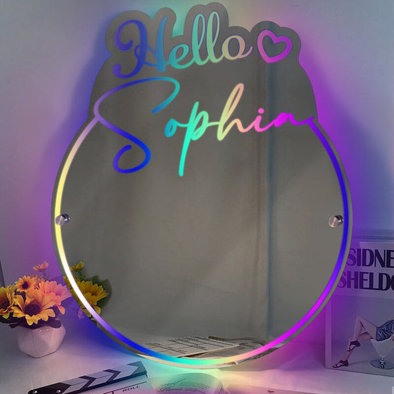 Personalized Led Mirror Light Customized Name Cool Gift For Kids