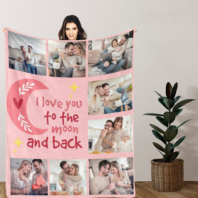 Personalized Picture Blanket with Stars Pattern Sweet Gift for Girl Friend "I Love You"