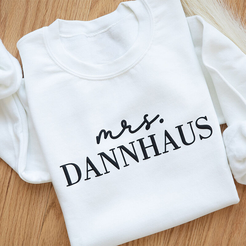 Personalisiertes Sweatshirt Puff Druck benutzerdefinierte Familienname Design perfektes Geschenk für Hochzeit Braut Freunde