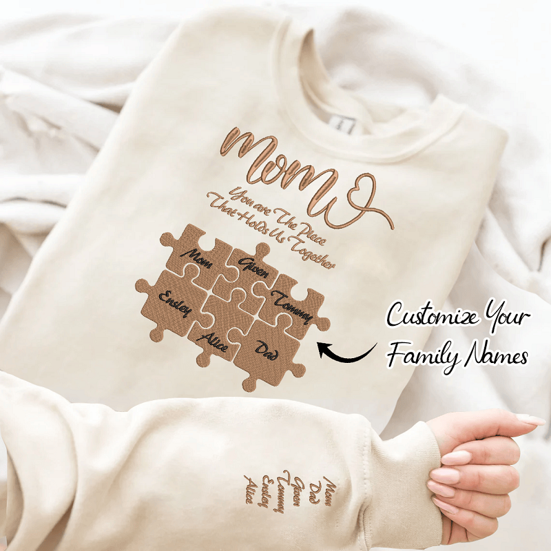 Personalisiertes Sweatshirt mit Stickerei Puzzles Du bist das Stück, das uns zusammenhält Warmes Geschenk für die Familie