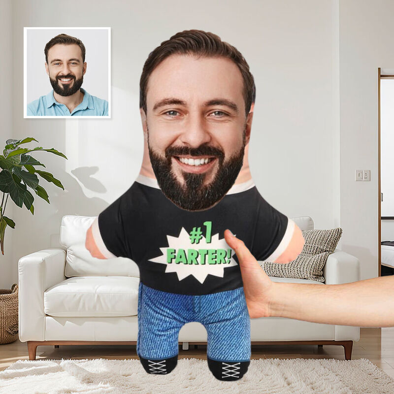 Almohada Cara Personalizada «#1 Farter» Cadeau para el Día del Padre