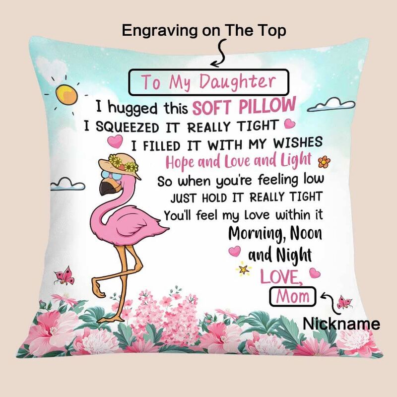 Oreiller personnalisé avec imprimé flamant rose comme cadeau d'encouragement pour vos enfants