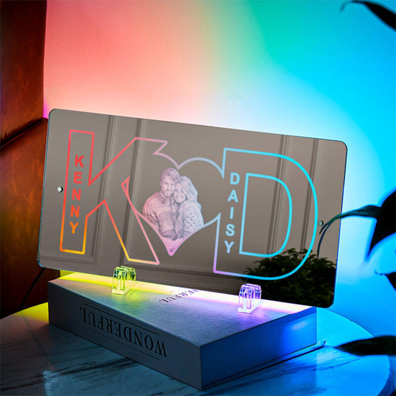 Personalized Mirror Lamp Customized Photos And Initials Valentine's Day Gifts For Girls